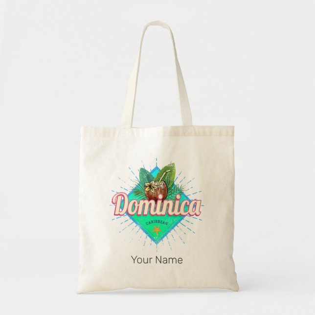 Dominica Caribbean Retro Vacation Vintage Island Tote Bag (Front)