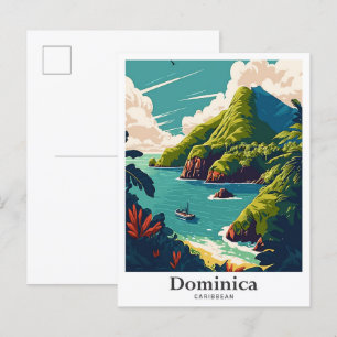 Dominica Caribbean Vintage Travel Illustration Postcard