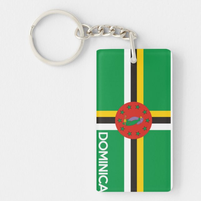 dominica country flag symbol name text key ring (Front)