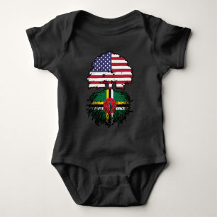 Dominica Dominican American USA Tree Roots Flag Baby Bodysuit