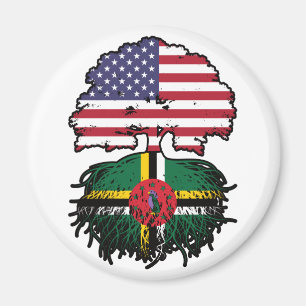Dominica Dominican American USA Tree Roots Flag Magnet