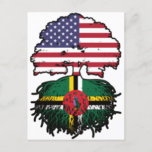 Dominica Dominican American USA Tree Roots Flag Postcard