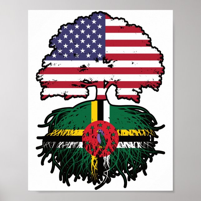 Dominica Dominican American USA Tree Roots Flag Poster (Front)