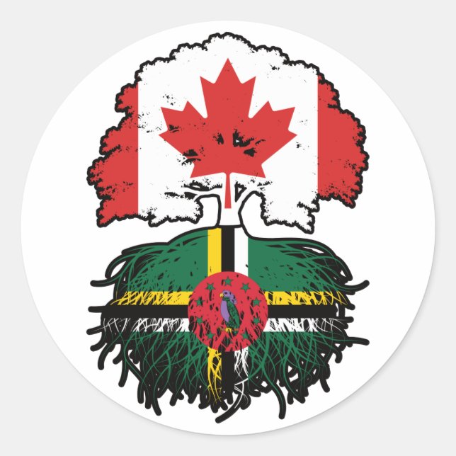 Dominica Dominican Canadian Canada Tree Roots Flag Classic Round Sticker (Front)