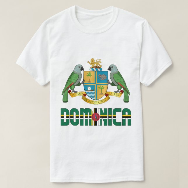 Dominica Flag and Coat Of Arms Patriotic T-Shirt (Design Front)