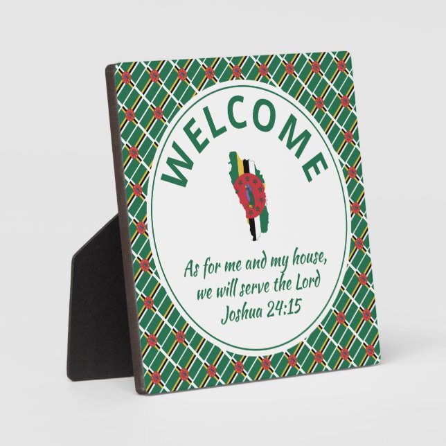 DOMINICA FLAG Christian Welcome Plaque (Front)