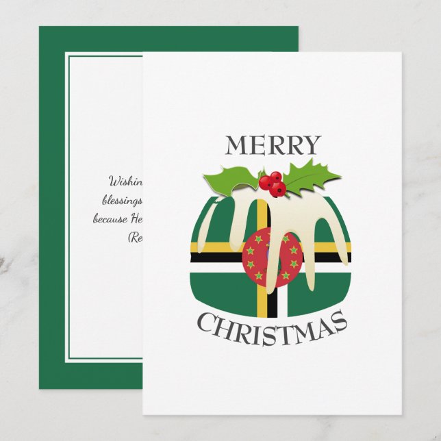 DOMINICA FLAG | Christmas Pudding | Festive Holiday Card (Front/Back)