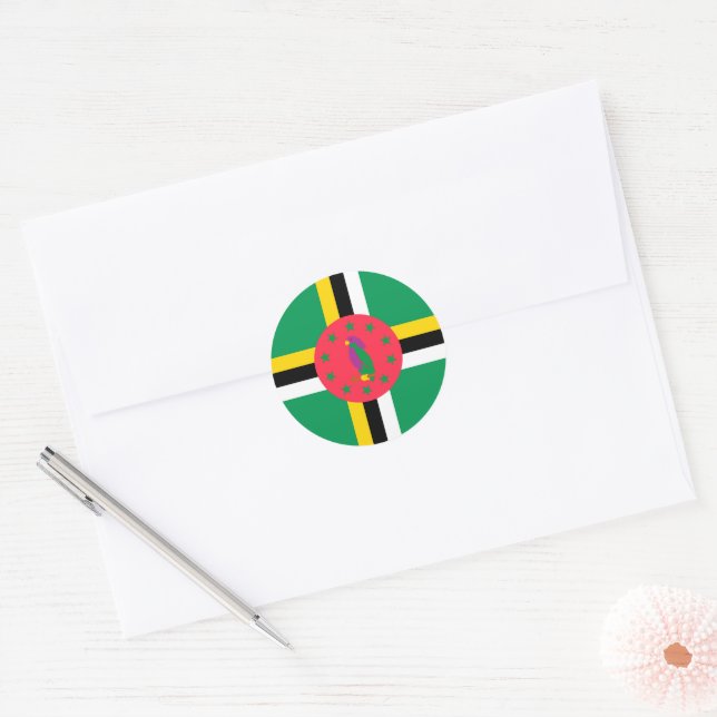 Dominica flag classic round sticker (Envelope)