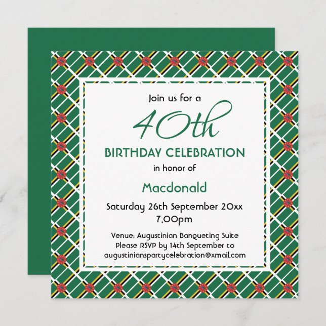 DOMINICA FLAG Custom Birthday Celebration Invitation (Front/Back)