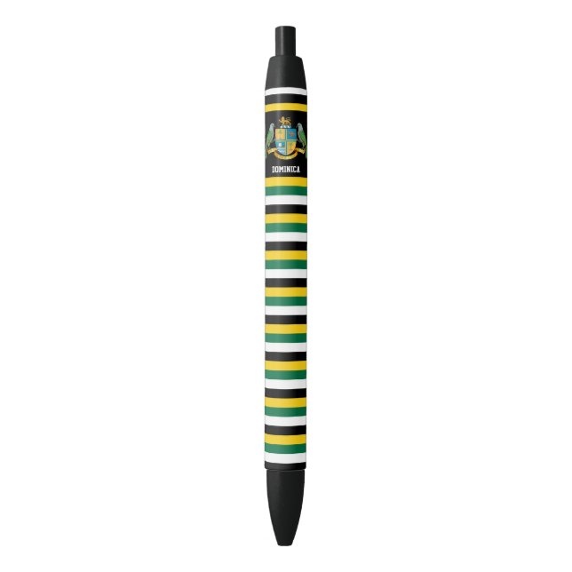 Dominica Flag Cute Patriotic Black Ink Pen (Front Vertical)