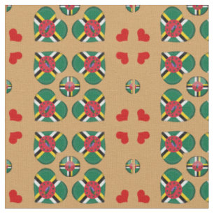 Dominica Flag & Dominica Heart fashion Fabric
