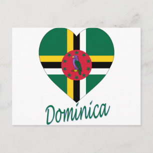Dominica Flag Heart Postcard