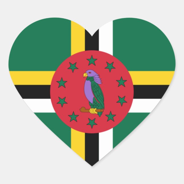 Dominica Flag Heart Sticker (Front)