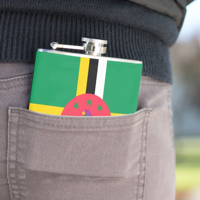 Dominica flag hip flask (In Situ)