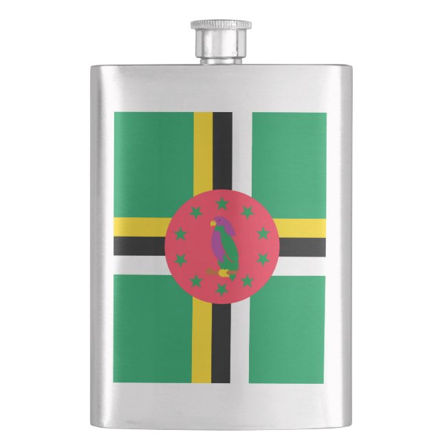 Dominica flag hip flask (Front)