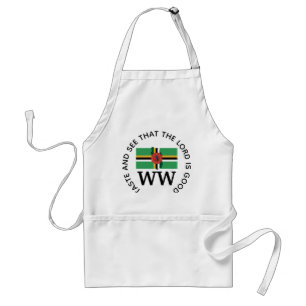 DOMINICA Flag Map MONOGRAM Customised Scripture Standard Apron