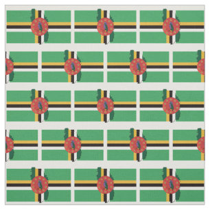 DOMINICA Flag Map Outline Fabric