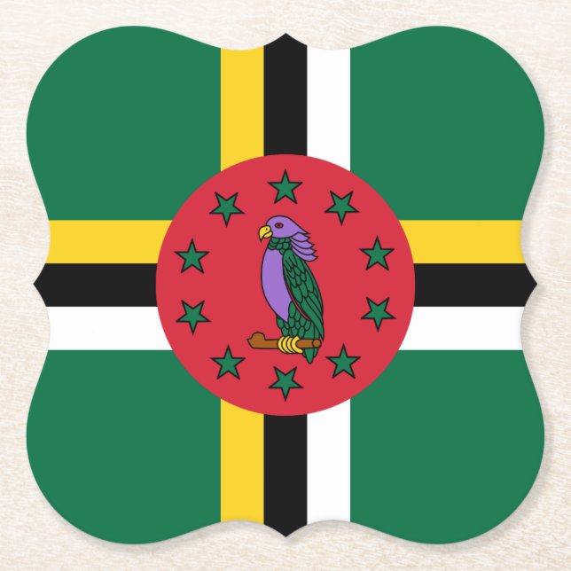 Dominica Flag Paper Coaster (Front)