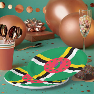 Dominica flag paper plate