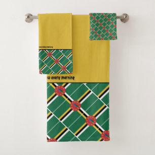 DOMINICA FLAG Personalised Scripture YELLOW Bath Towel Set