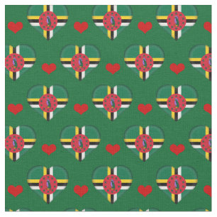 Dominica Flag Red Heart fashion Fabric/Dominica Fabric