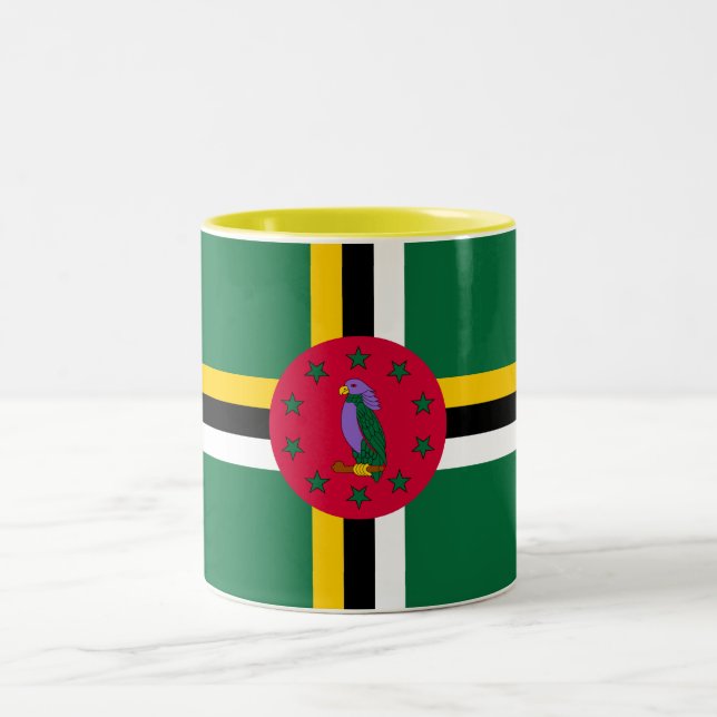 Dominica Flag Two-Tone Coffee Mug (Center)