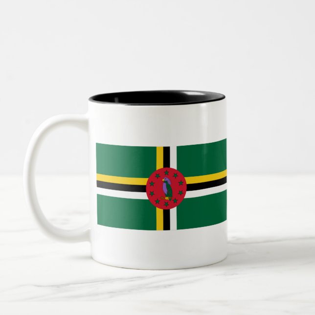 Dominica Flag Two-Tone Coffee Mug (Left)