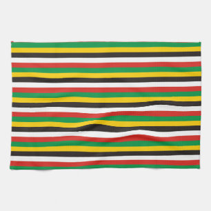 Dominica guyana flag stripes country line pattern tea towel