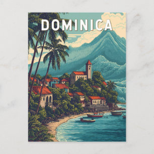 Dominica Illustration Travel Art Vintage Postcard