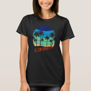 Dominica Retro Vintage Sunset Beach Design T-Shirt