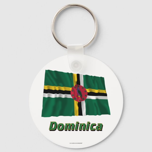 Dominica Waving Flag with Name Key Ring (Front)