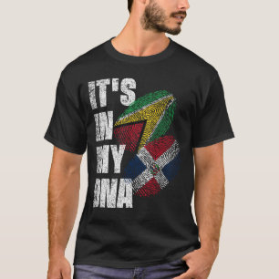 Dominican And Guyanese Mix DNA Flag Heritage T-Shirt