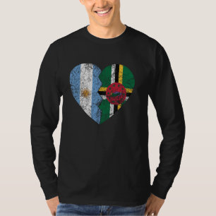 Dominican Argentinian Flags Heart Argentina Domini T-Shirt