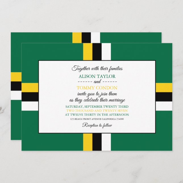 Dominican Flag, Flag of Dominica Wedding Invitation (Front/Back)