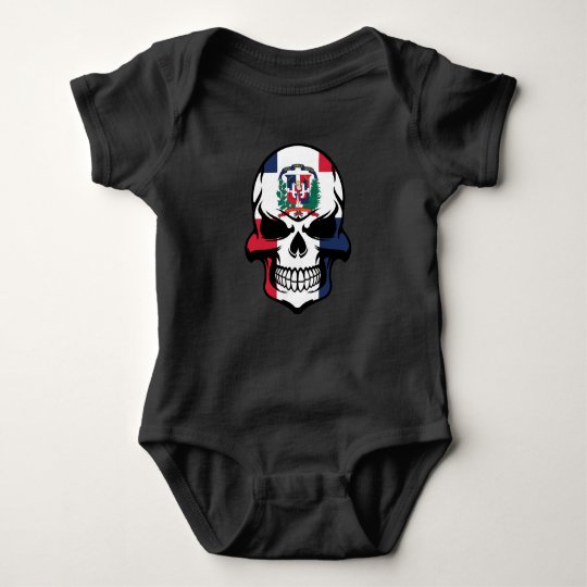 Dominican Flag Skull Baby Bodysuit