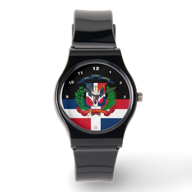 Dominican Flag watch, Emblem, Dominican Republic Watch (Front)