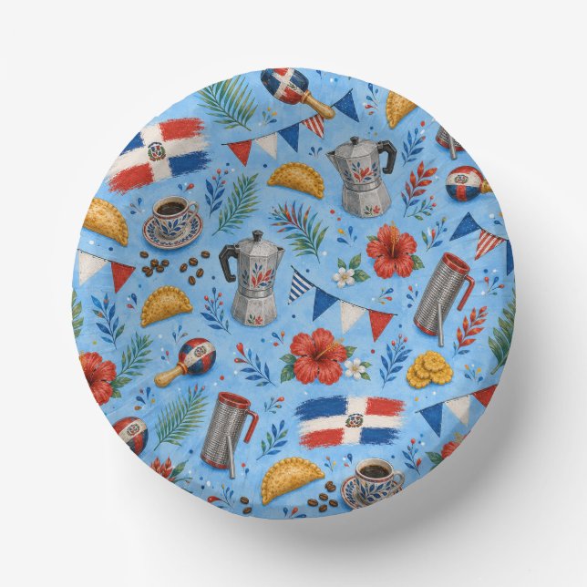 Dominican Party Pattern Paper Plate (Front)