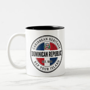 Dominican Passport Stamp   Caribbean Heritage Two-Tone Coffee Mug