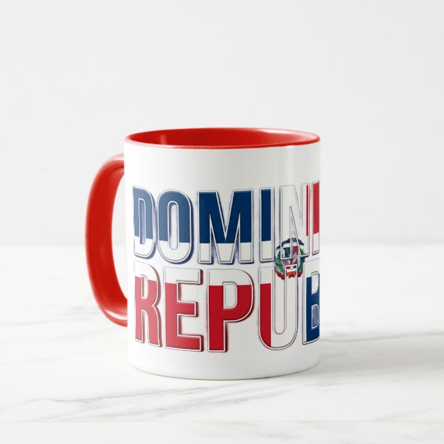 Dominican Repub Flag Text | Caribbean Pride Design Mug (Front Left)