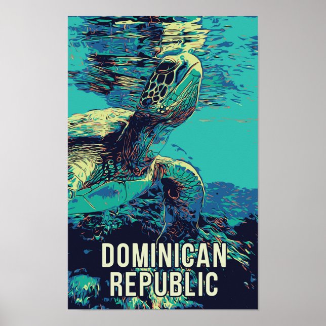 Dominican Republic amazing Sea Turtle  Postcard Poster (Front)