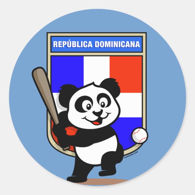 Dominican Republic Baseball Panda Classic Round Sticker (Front)