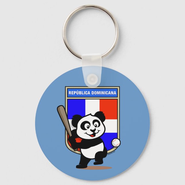 Dominican Republic Baseball Panda Key Ring (Front)