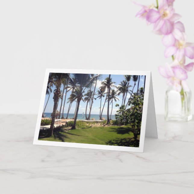 Dominican Republic Beach, Caribbean Landscape Card (Orchid)