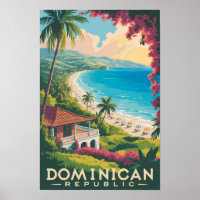 Dominican Republic Beach Illustration Travel Art