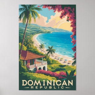 Dominican Republic Beach Illustration Travel Art Poster