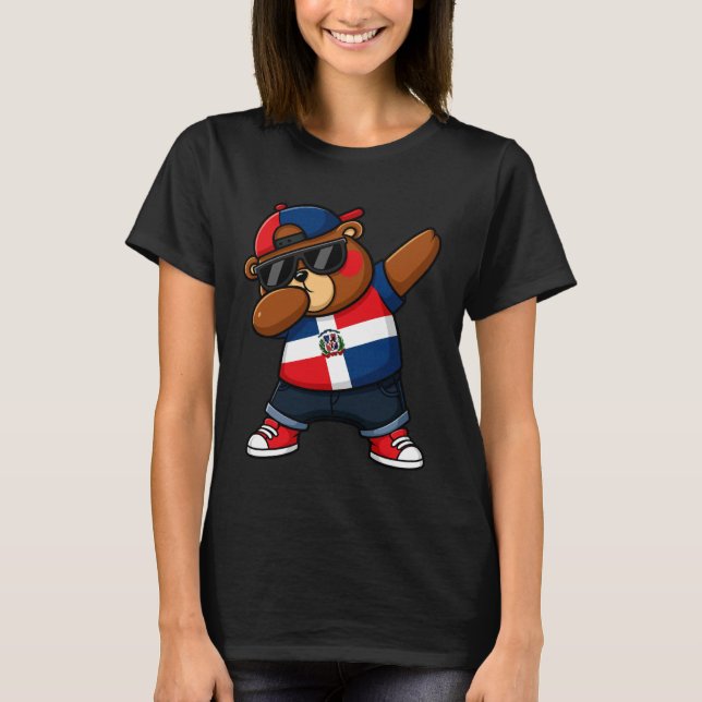 Dominican Republic Bear Patriotic Dabbing Dab Boys T-Shirt (Front)