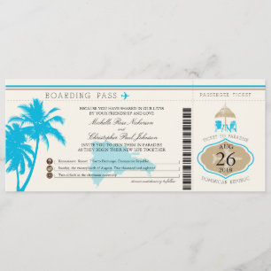 Dominican Republic Boarding Pass Palm Trees Invitation