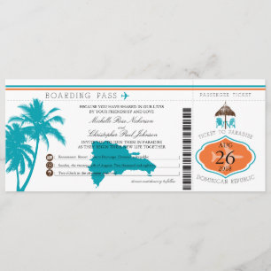 Dominican Republic Boarding Pass Palm Trees Invitation