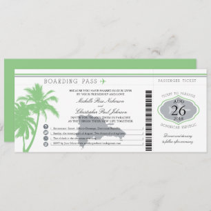 Dominican Republic Boarding Pass Palm Trees Invitation
