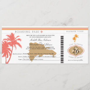 Dominican Republic Boarding Pass Palm Trees Invitation